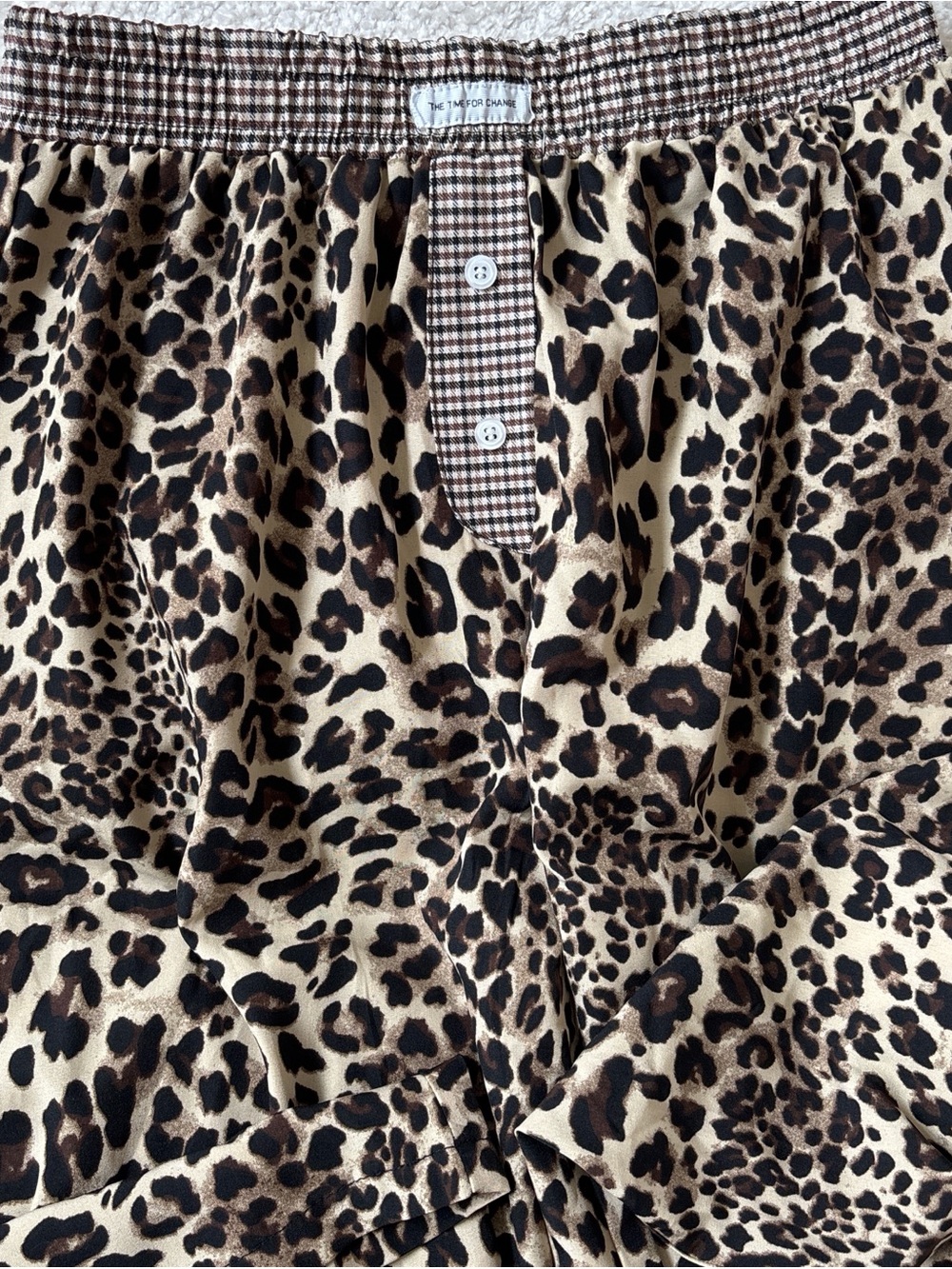 SHEIN Beige and Black Leopard Print Wide Leg Pants
